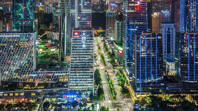 T/L WS HA ZO Shenzhen Skyline at Night /中国深圳视频素材