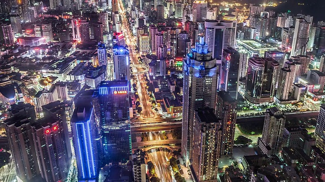 T/L WS HA ZO Shenzhen Skyline at Night /中国深圳视频素材