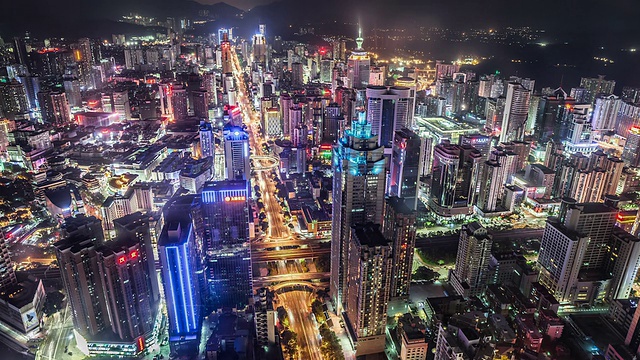 T/L WS HA Shenzhen Skyline at Night /中国深圳视频素材