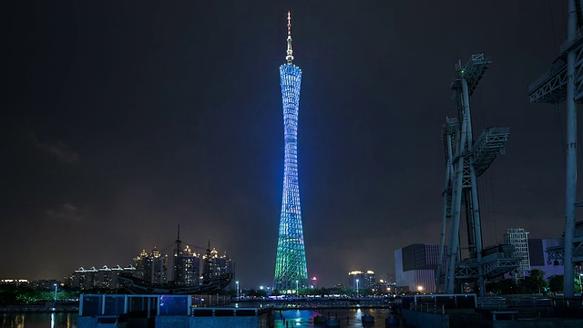 T/L WS Canton Tower at Night /广州，中国视频素材