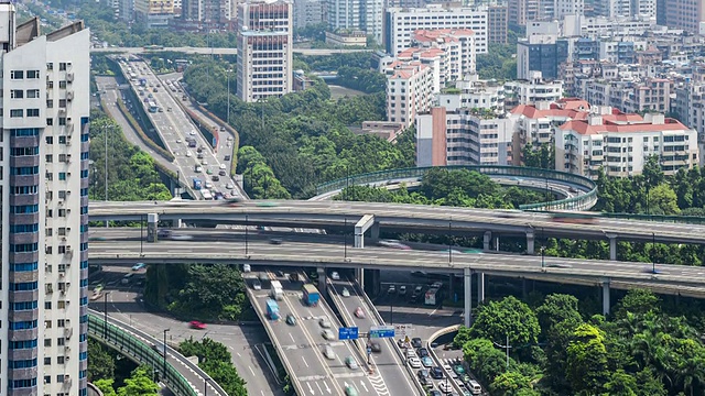 T/L WS HA TD鸟瞰图一个路口/广州，中国视频素材