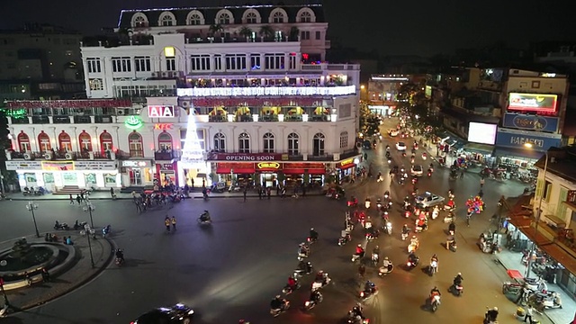 河内，市中心的夜景视频素材