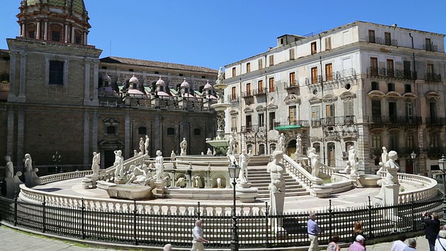 比勒陀利亚广场(耻辱广场)，巴勒莫的Fontana della Vergogna(比勒陀利亚喷泉)视频素材