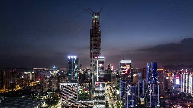 T/L WS HA ZI Skyline of Shenzhen CBD昼夜过渡/深圳，中国视频素材