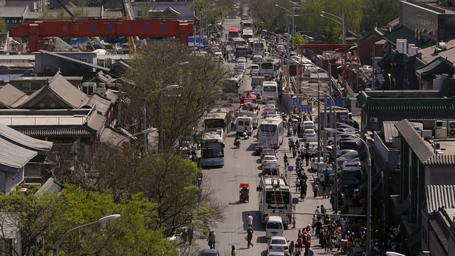 胡同，街道，交通，混乱，消防部门，烟雾，中国北京视频素材