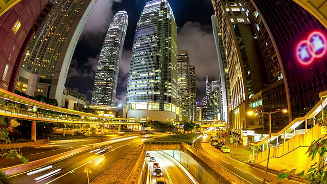 高清延时:中环香港天际线景观视频素材