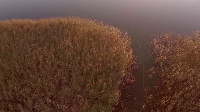 空中的夕阳在小船上飘过视频素材