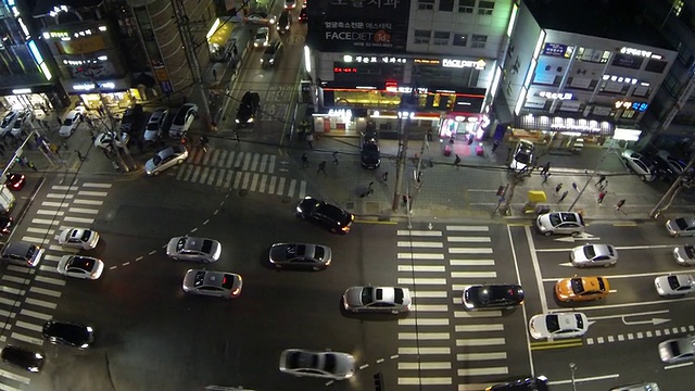 江南大堤洞私人学院区域拥挤的交通夜景视频素材