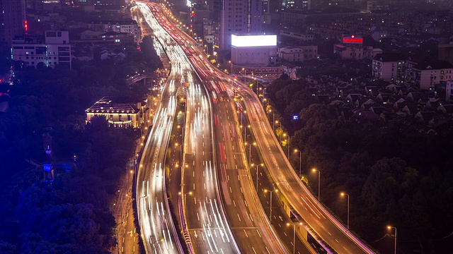 时光流逝——上海公路夜景视频素材