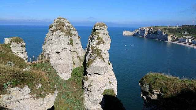 诺曼底海岸'Albâtre(阿尔伯斯特海岸)悬崖和海岸线视频素材