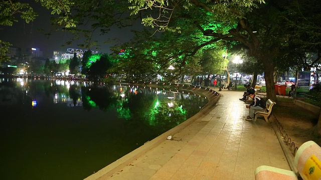 河内，还剑湖附近城市的夜景视频素材