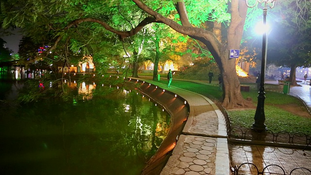 河内，还剑湖附近城市的夜景视频素材