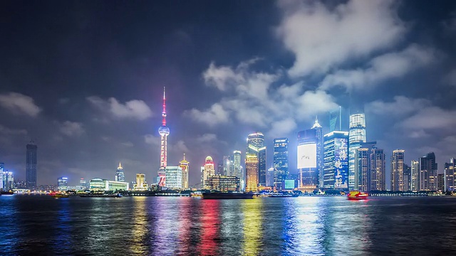 T/L WS Shanghai Skyline at Night /上海，中国视频素材