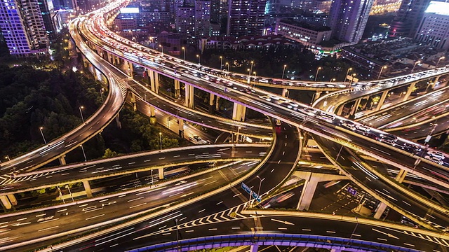 T/L WS HA PAN夜间交通路口/上海，中国视频素材