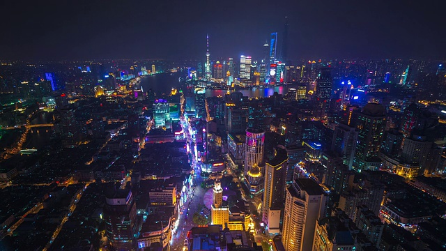 广角夜景上海，中国视频素材