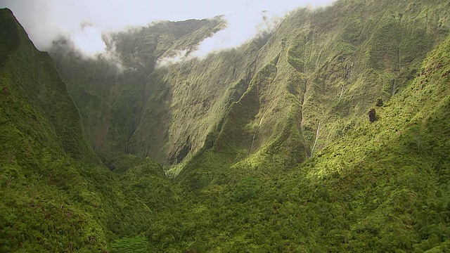 美国夏威夷考艾岛Waialeale山鸟瞰图视频素材