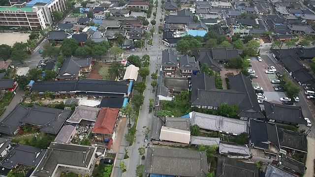 全州韩屋村(超过900间传统韩屋)包括文化中心、公园、博物馆等视频素材