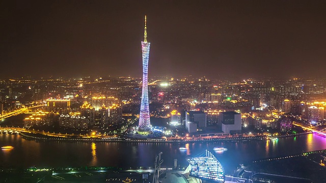 T/L WS ZI Guangzhou Overlook at Night /中国广州视频素材