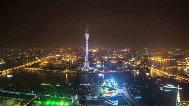 T/L WS TD Guangzhou Overlook at Night /中国广州视频素材