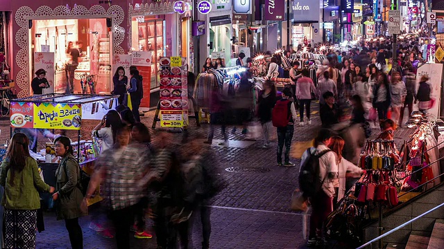 明洞购物区夜景视频素材