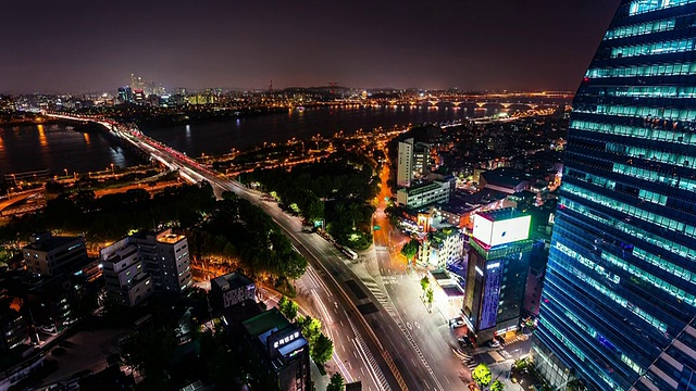 夜景阳华大洋洲桥区视频素材