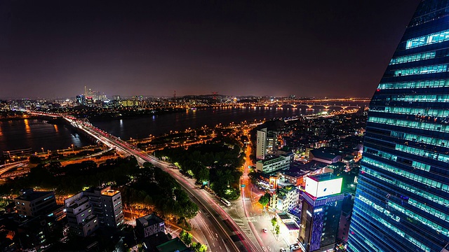 夜景阳华大洋洲桥区视频素材