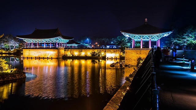 阿纳普吉的池塘和亭子夜景视频素材