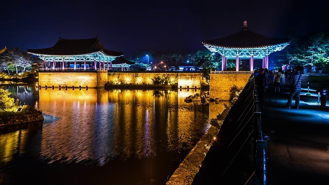 阿纳普吉的池塘和亭子夜景视频素材