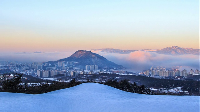 春川市景，邦鬼三山云海视频素材