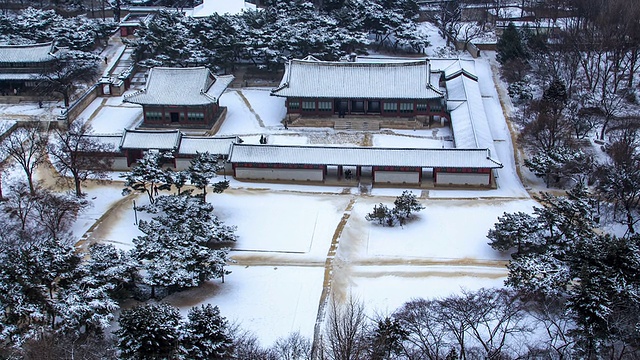 德sugung宫Hamnyeongjeon大楼的雪景视频素材