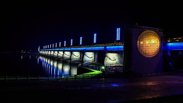 yeoju-bo(灌溉水库)夜景视频素材