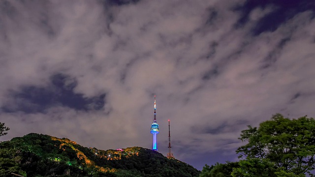 首尔南山塔的夜景视频素材