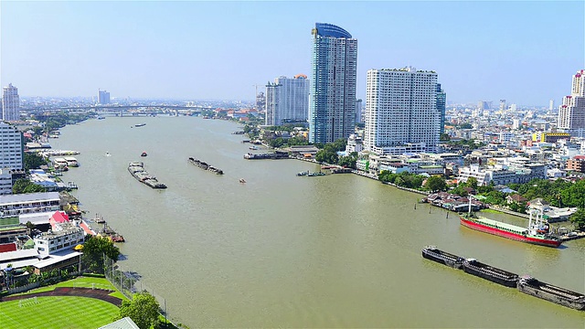 曼谷河的城市景观视频素材