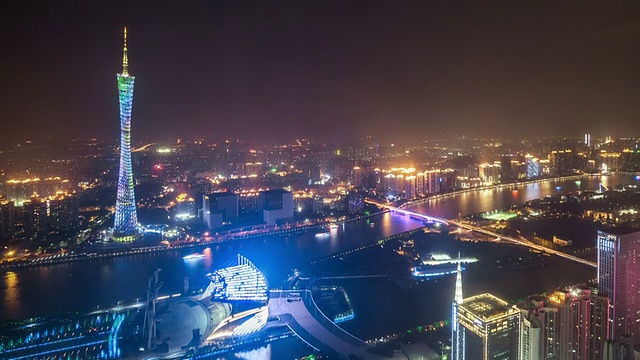 T/L WS TD Guangzhou Overlook at Night /中国广州视频素材