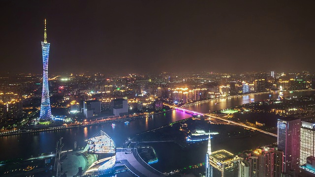 T/L WS ZI Guangzhou Overlook at Night /中国广州视频素材