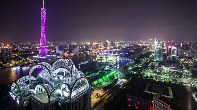 T/L WS TD Guangzhou Overlook at Night /中国广州视频素材