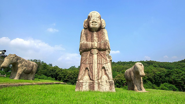 朝鲜王陵蒙陵的明石(石像)(韩国历史遗址193，联合国教科文组织世界遗产)视频素材