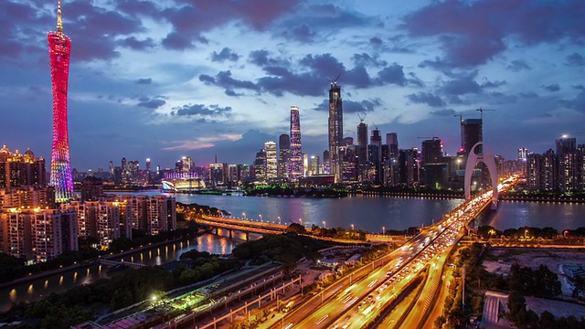 T/L WS ZI Guangzhou Overlook at Night /中国广州。视频素材