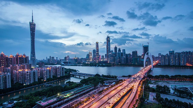 T/L WS Guangzhou Overlook at Night /中国广州。视频素材