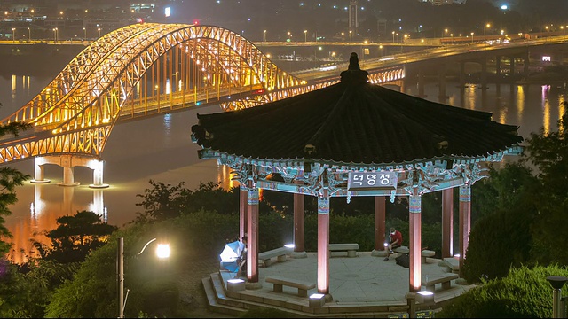 平山三城炮台德屋亭夜景视频素材