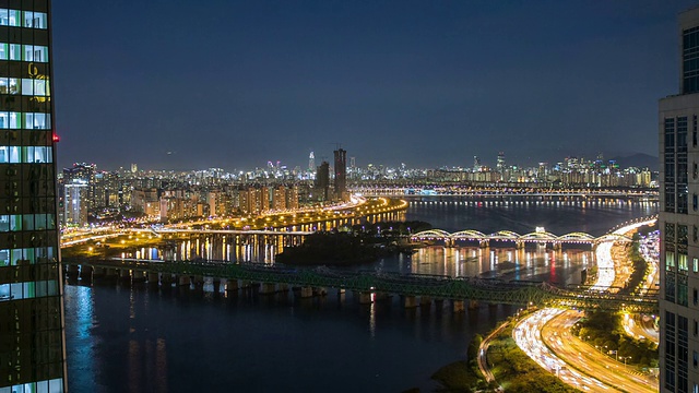 丽都附近的汉江夜景视频素材