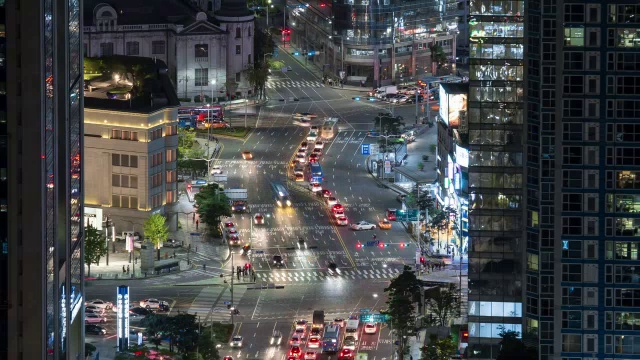 明洞市区的夜景视频素材