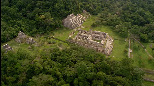 空中俯瞰被森林包围的Palenque废墟/ Chiapas，墨西哥视频素材