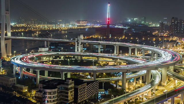 T/L WS HA PAN Nanpu Bridge at Night /中国上海视频素材