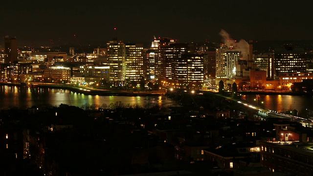 波士顿朗费罗大桥的夜景摄影视频素材