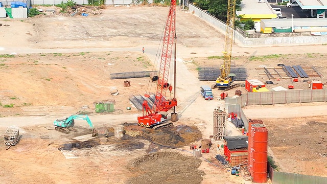 繁忙的建筑工地视频素材