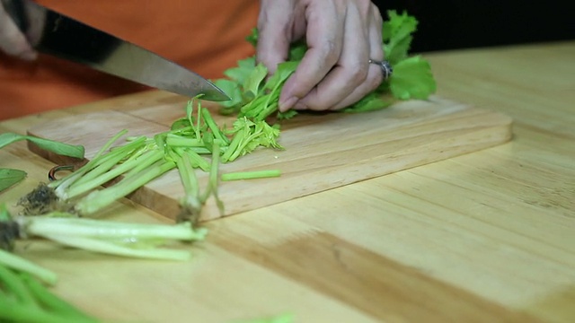 在切菜板上切菜或切片视频素材