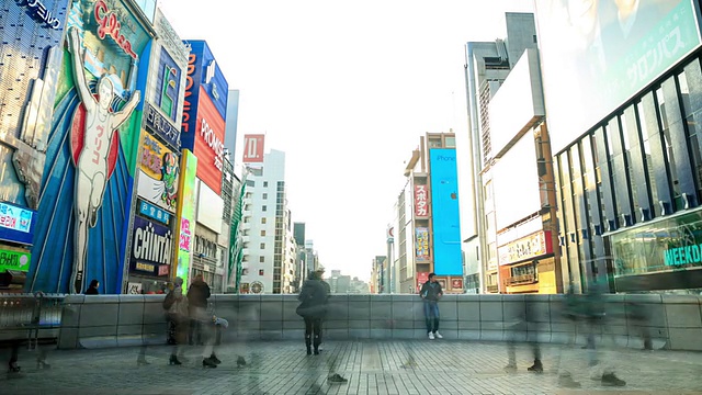 高清时间流逝:大阪南波区视频素材