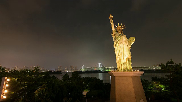 东京台场的夜景时间流逝视频素材