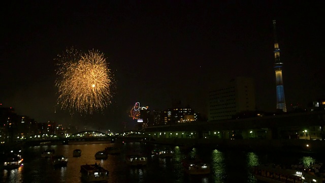 东京住田河烟花视频素材